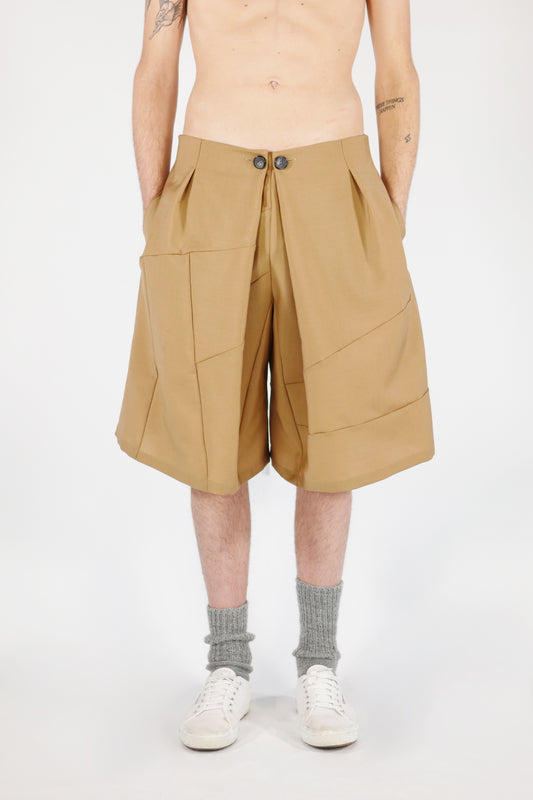 4Size Oversized Shorts – Lightwool Camel Brown