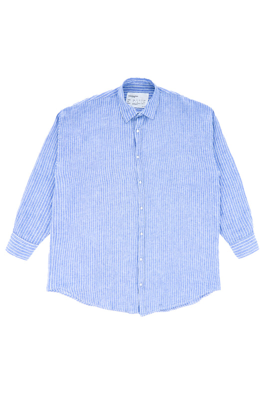 Oversized Linen Shirt – Blue/White