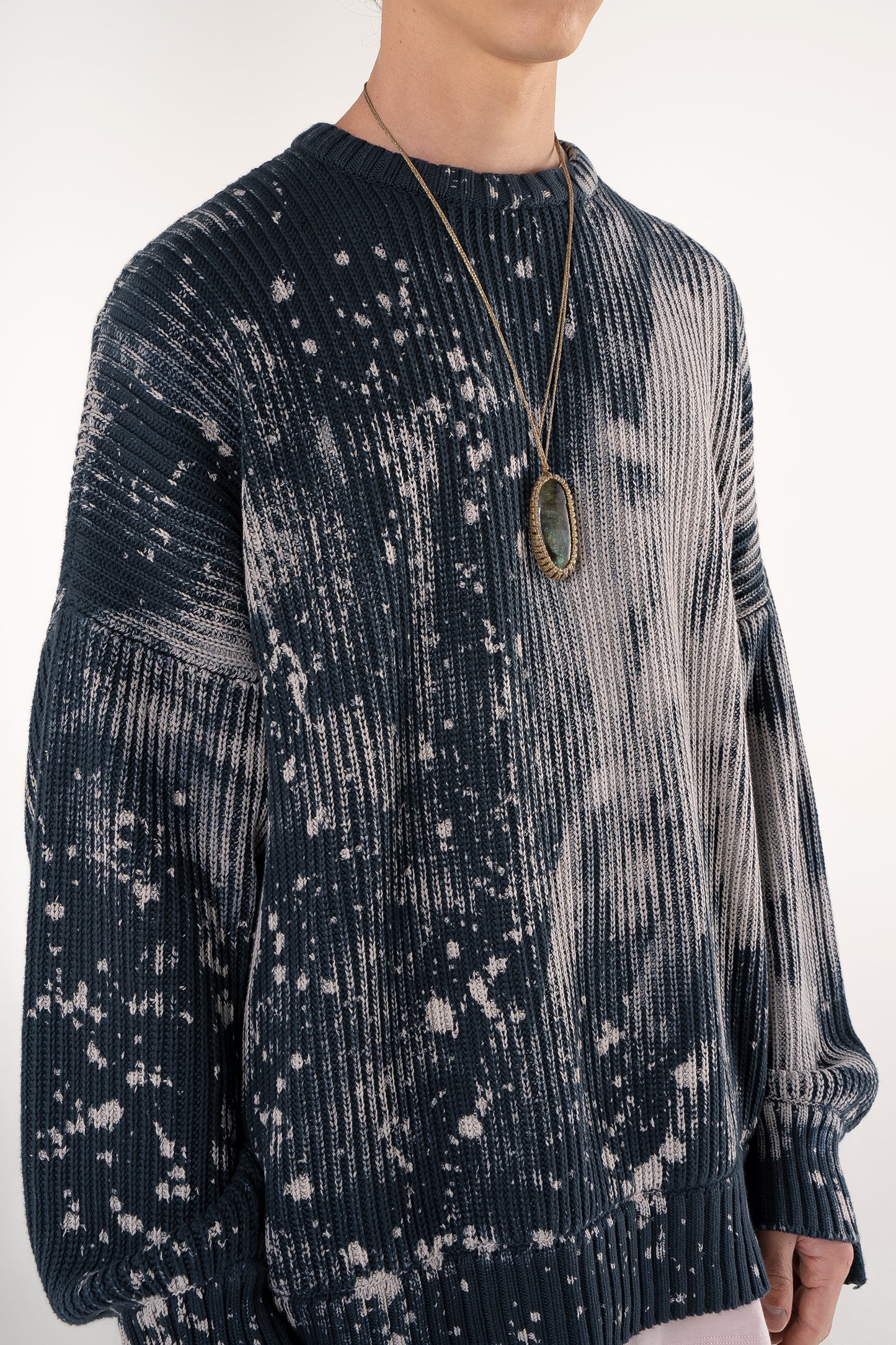 Handknitted Cotton Sweater - Bleached Tie Dye