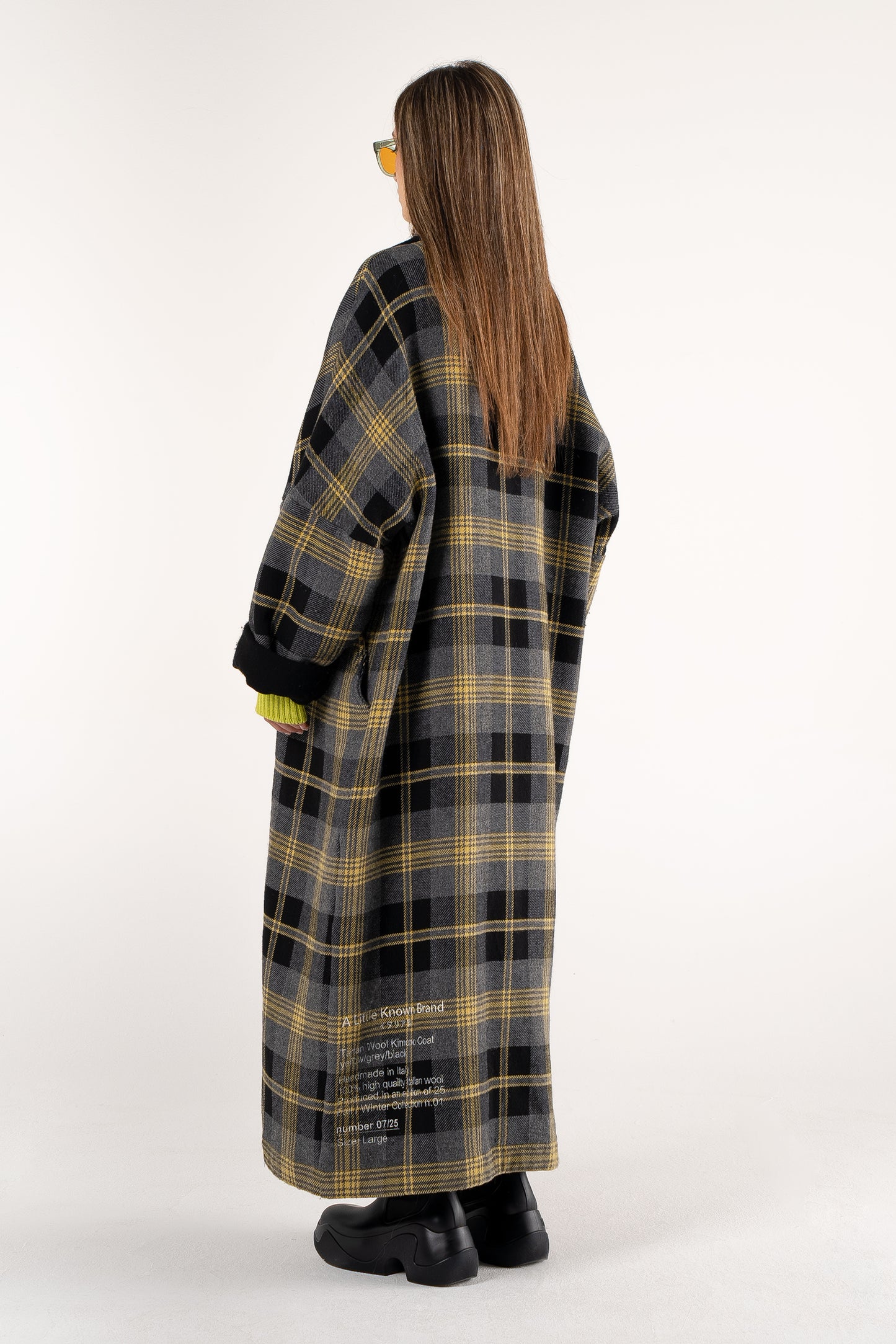 Wool Check Kimono – Grey/Yellow/Black