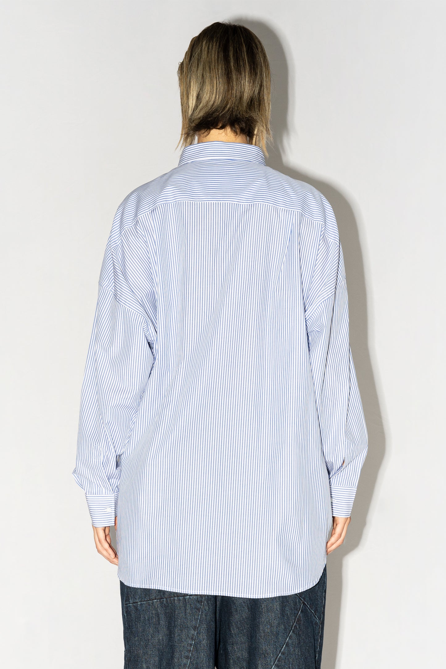Oversized Popeline Shirt – Striped Blue/White