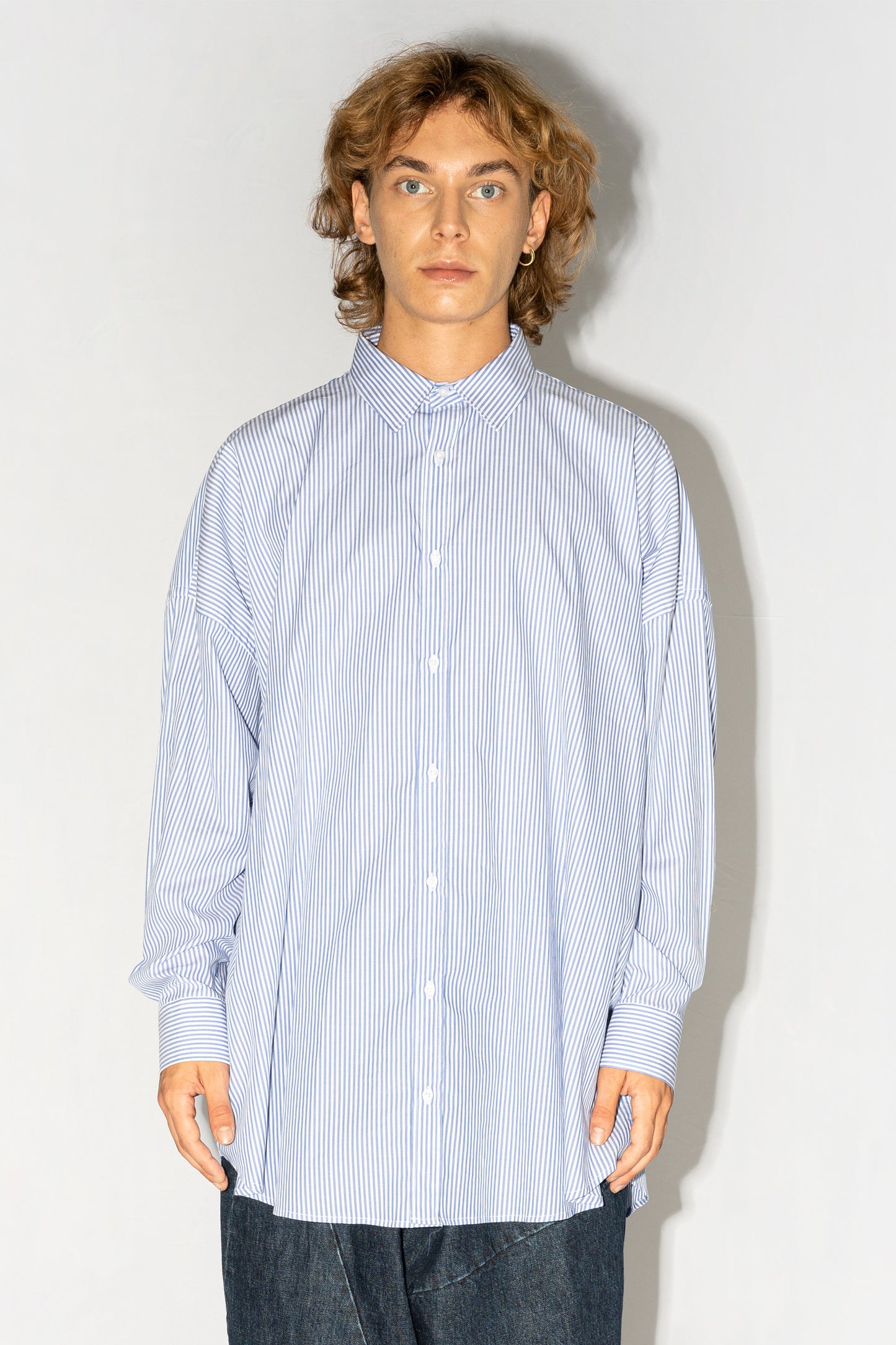 Oversized Popeline Shirt – Striped Blue/White