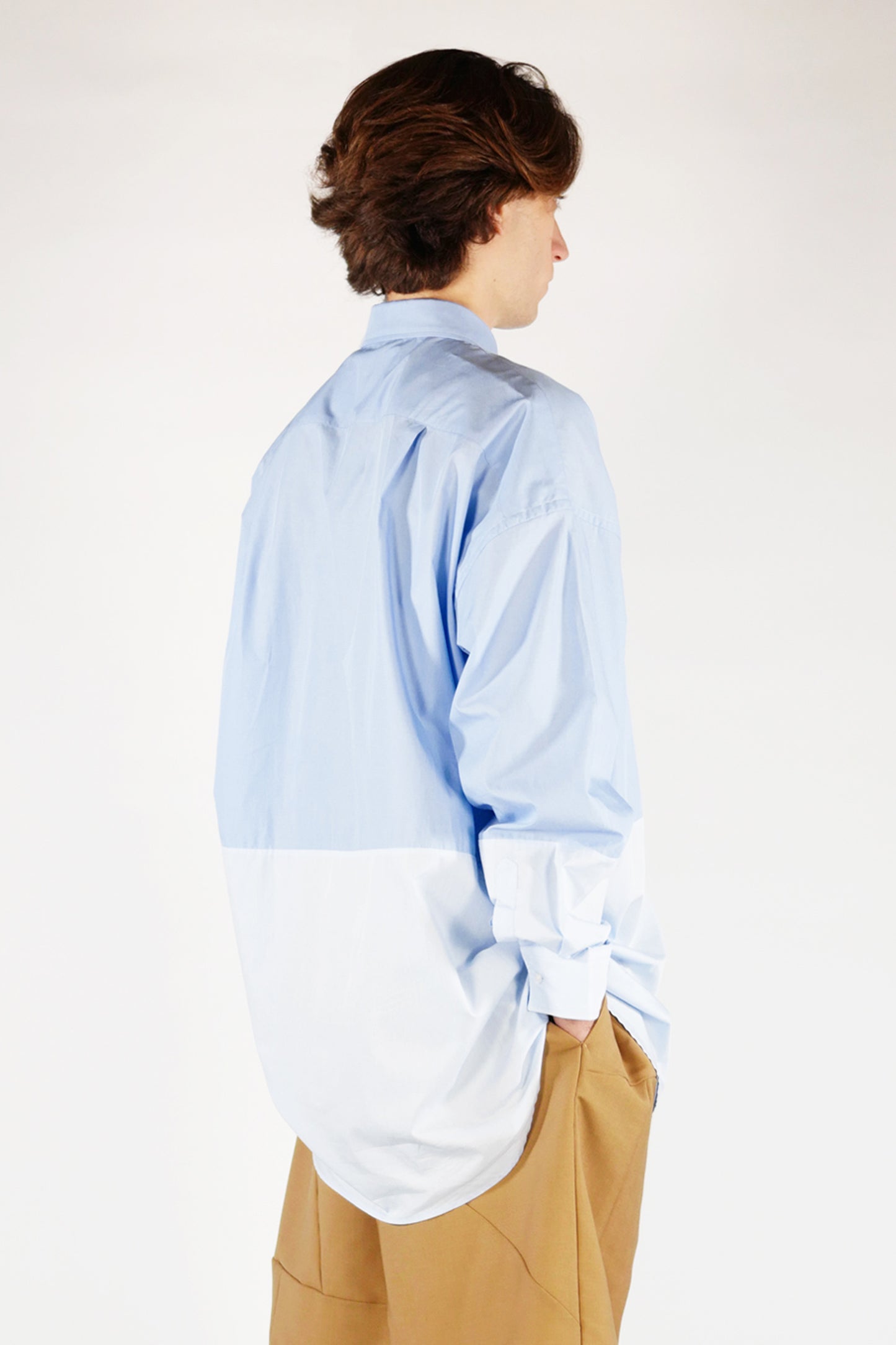 Oversized Patchwork Shirt – 2 Tone of Blue