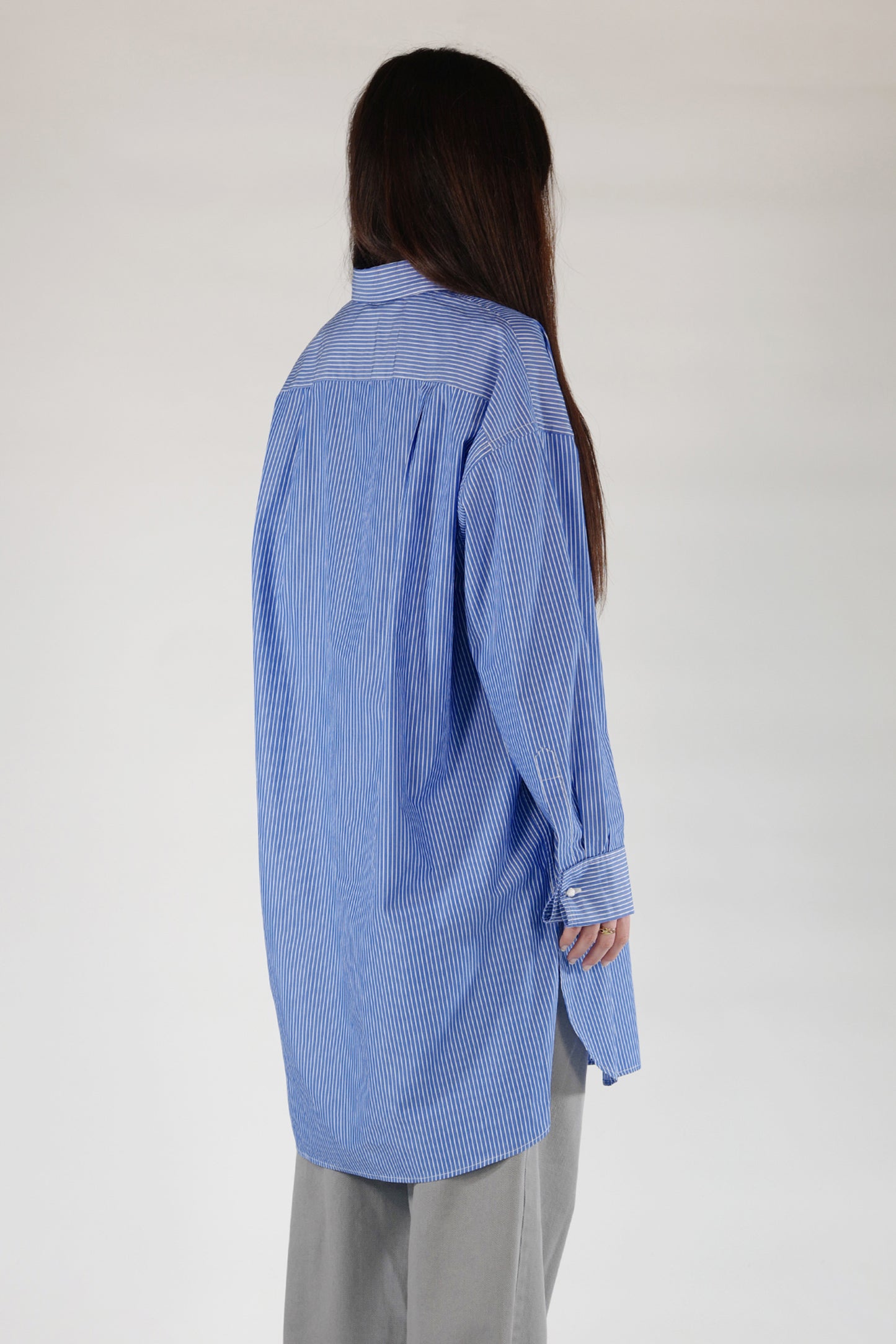 Long Oversized Shirt – Pinstripe Blue