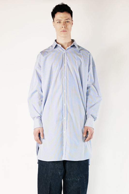 Long Oversized Shirt – Pinstripe White/Blue
