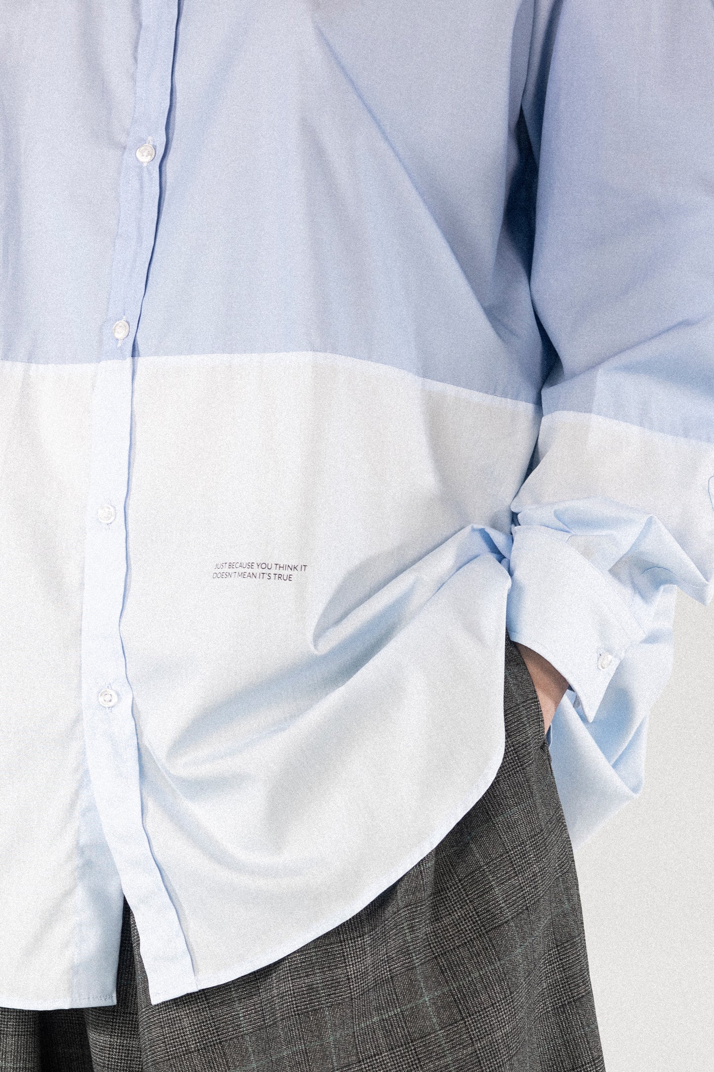 Oversized Patchwork Shirt – 2 Tone of Blue