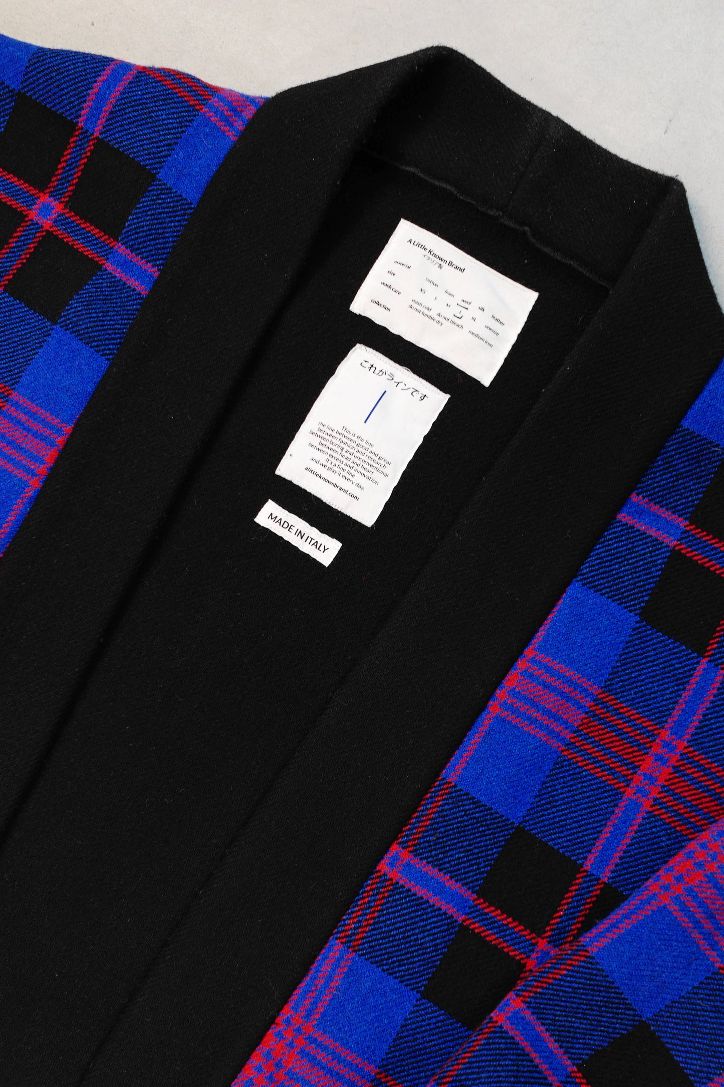 Wool Check Kimono – Blue/Red/Black