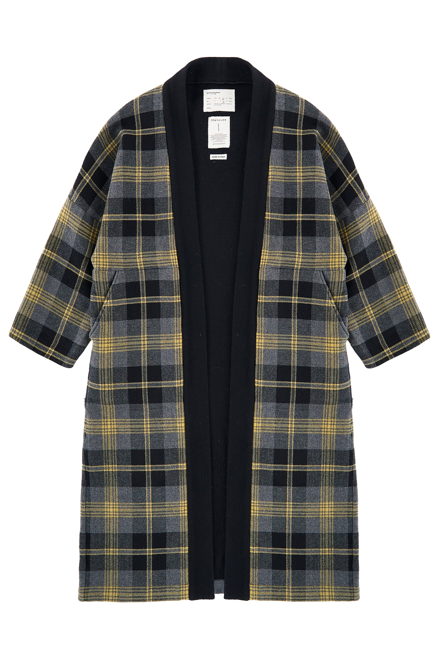 Wool Check Kimono – Grey/Yellow/Black