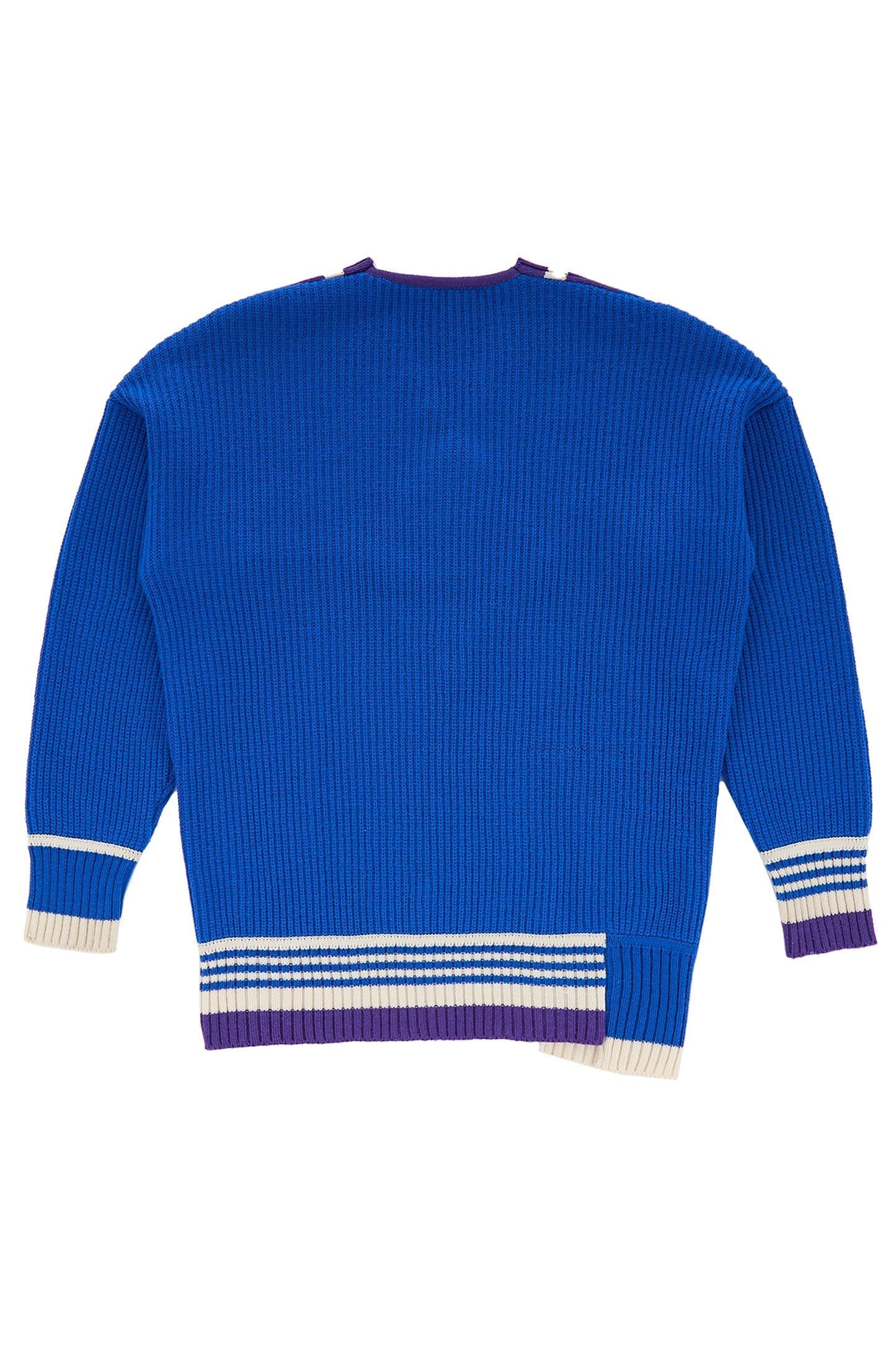 Oversized Knitwear V Neck - Blue/Cream/Violet